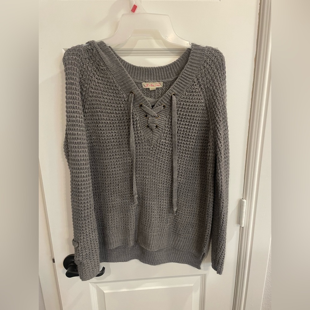 It’s Our Time Grey Knit Sweater